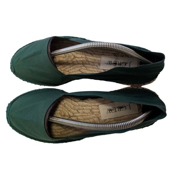J. Crew Womens Dark Green Espadrilles Flats Canvas Size 9 Casual Slip-On Shoes - Picture 4 of 9